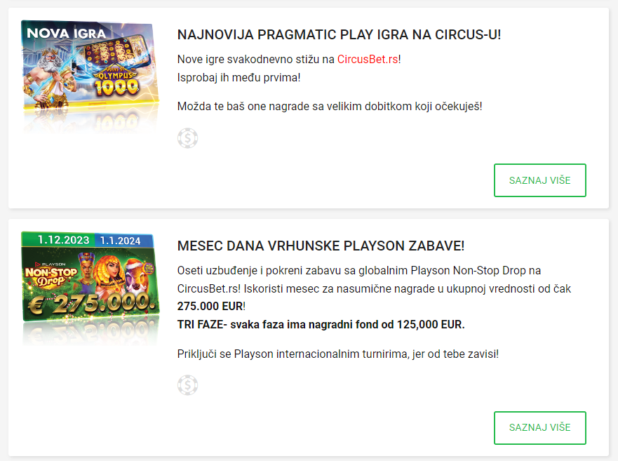 promocje u Circus Casino-u